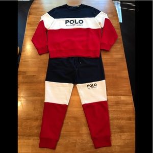 POLO RALPH LAUREN Premium Fleece Colorblock Jogging Suit